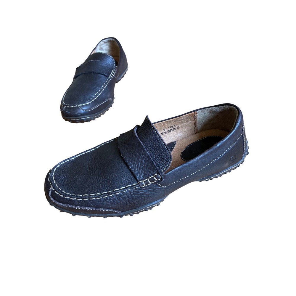 Born Dark Brown Leather Driving Loafers Womens 9 Moc Toe Pebble Sole